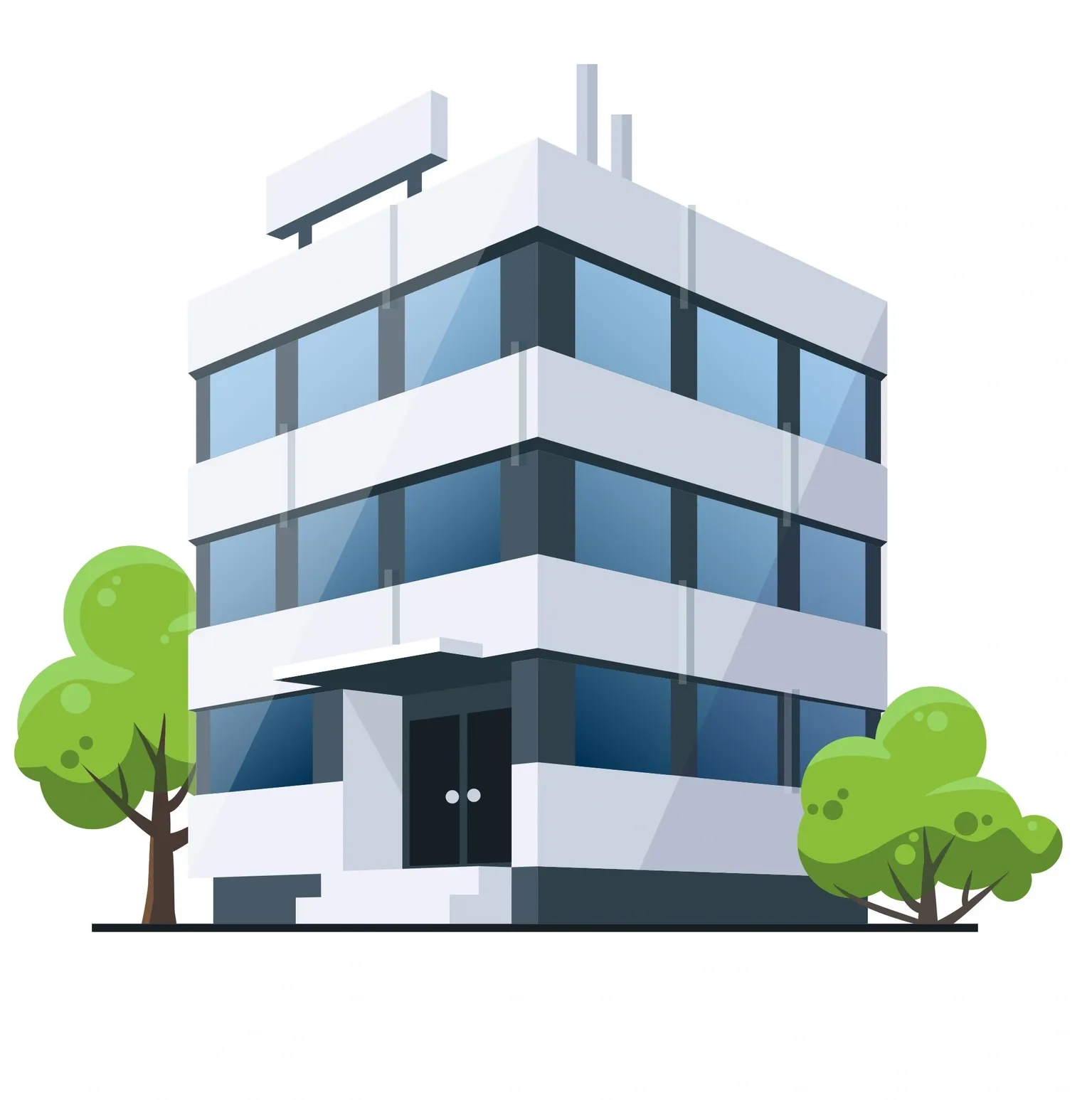 A stylish cartoon photo of an office building.